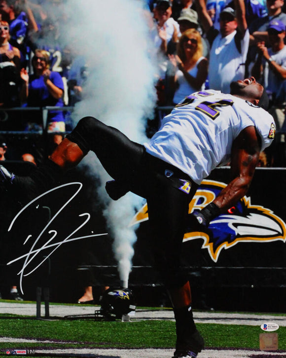 Ray Lewis Autographed Baltimore Ravens 16x20 HM Tunnel Dance Photo - Beckett W Auth *White