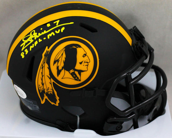 Joe Theismann Signed Washington Eclipse Speed Mini Helmet w/ 83 MVP - JSA Auth *Yellow