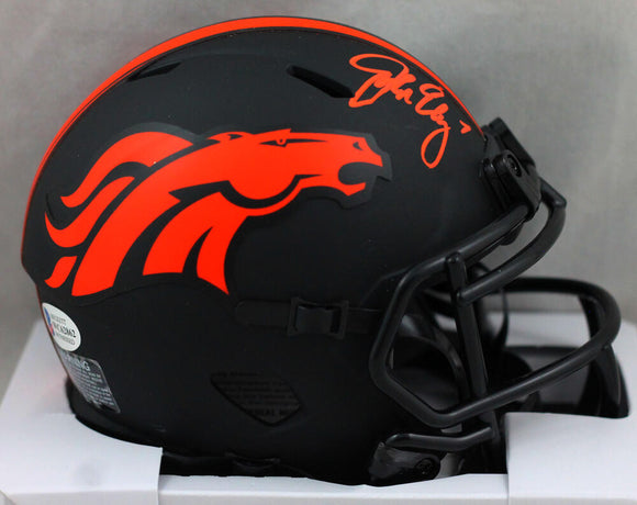 John Elway Autographed Denver Broncos Eclipse Speed Mini Helmet - Beckett W Auth *Orange