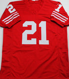 Deion Sanders Autographed Red W/ White Pro Style Jersey- Beckett Auth *2
