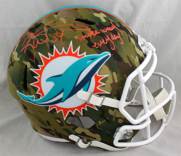 Ricky Williams Autographed Miami Dolphins F/S Camo Speed Helmet w/ SWED - Beckett W Auth *Orange