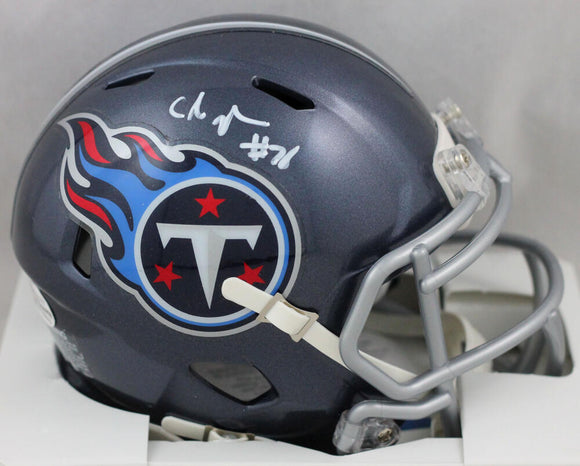 Chris Johnson Autographed Tennessee Titans Speed Mini Helmet- Beckett W Auth *White