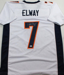 John Elway Autographed White Pro Style Jersey - Beckett W Auth *7 – The  Jersey Source