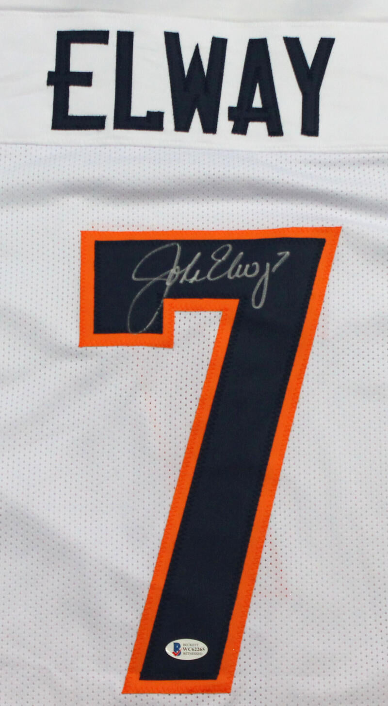 John Elway Autographed White Pro Style Jersey - Beckett W Auth *7 – The  Jersey Source