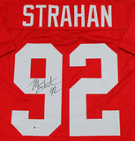 Michael Strahan Autographed Red Pro Style Jersey - Beckett W Auth *9