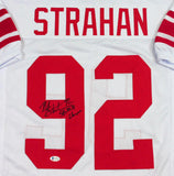 Michael Strahan Autographed White Pro Style Jersey w/SB Champs - Beckett W Auth *9