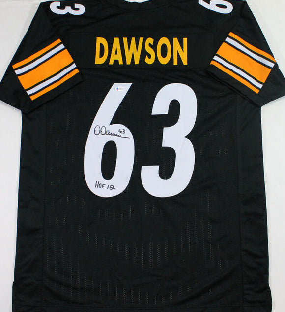 Dermontti Dawson Signed Black Custom Jersey Inscribed 'HOF 12