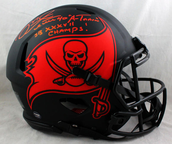 Mike Alstott Autographed Tampa Bay Bucs F/S Eclipse Authentic Helmet w/2 Insc - Beckett W *Red