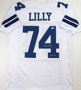 Bob Lilly Autographed White Pro Style Jersey w/HOF - Beckett W Auth *4