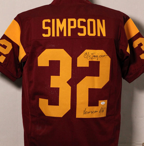 O.J. Simpson Signed Maroon College Style Jersey w/ Heisman - JSA W Auth *TB2