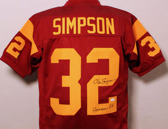 O.J. Simpson Signed Maroon College Style Jersey w/ Heisman - JSA W Auth *MB2