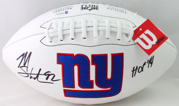 Michael Strahan Autographed New York Giants Logo Football w/HOF - Beckett W Auth *Black