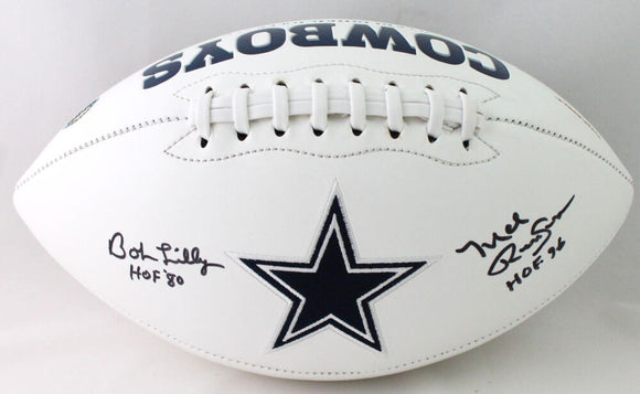Mel Renfro/Bob Lilly Autographed Dallas Cowboys Logo Football w/HOF - Beckett W Auth