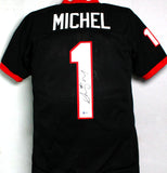 Sony Michel Autographed Black College Style Jersey - Beckett W Auth *1