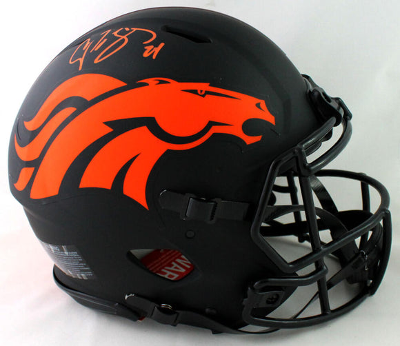 Champ Bailey Autographed Denver Broncos F/S Eclipse Speed Authentic Helmet - Beckett W Auth *Orange