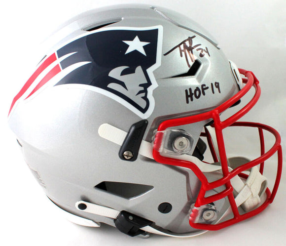 Ty Law Autographed Patriots F/S SpeedFlex Helmet w/ HOF - Beckett W Auth *Black