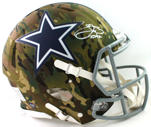 Emmitt Smith Autographed Dallas Cowboys F/S Camo Speed Authentic Helmet - Beckett W Auth *White Image 1