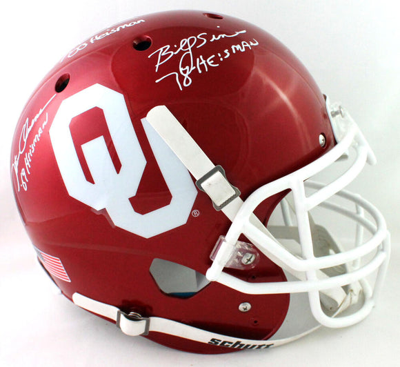 White Owens Sims Autographed OU F/S Schutt Authentic Helmet w/Insc - Beckett W Auth