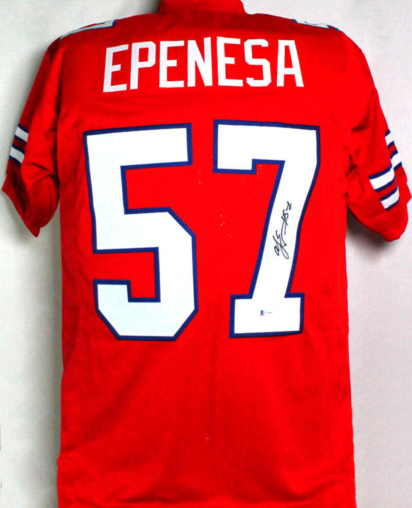 AJ Epenesa Autographed Red Pro Style Jersey - Beckett W Auth *