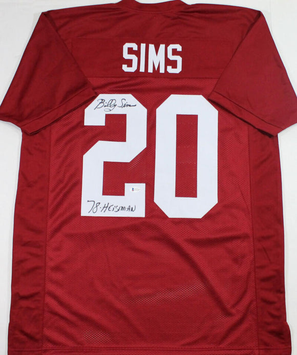 Billy Sims Autographed Maroon College Style Jersey w/Heisman - Beckett W Auth *2
