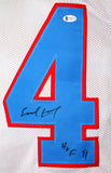 Earl Campbell Autographed White Pro Style Jersey w/ HOF - Beckett W Auth *4