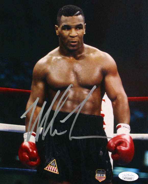 Mike Tyson Autographed 8x10 In Ring Photo - JSA W Auth *Silver