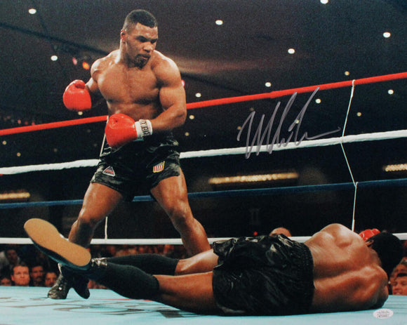 Mike Tyson Autographed 16x20 Standing Over Photo- JSA W Auth *Silver