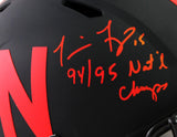 Tommie Frazier Autographed Nebraska F/S Eclipse Speed Helmet w/Nat'l Champs - Beckett W Auth *Red