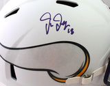Justin Jefferson Autographed Minnesota Vikings F/S Flat White Speed Helmet - Beckett W Auth *Purple