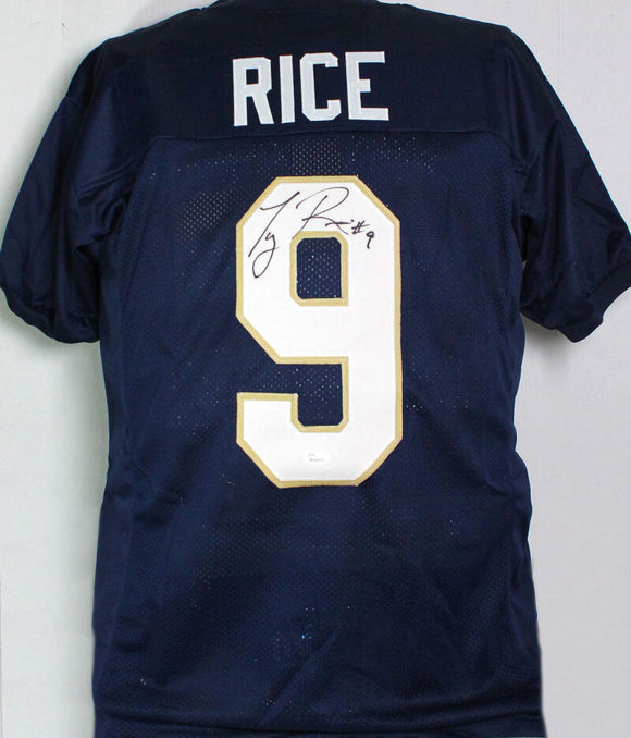 Tony Rice Autographed Navy Blue College Style Jersey- JSA W Auth *T9