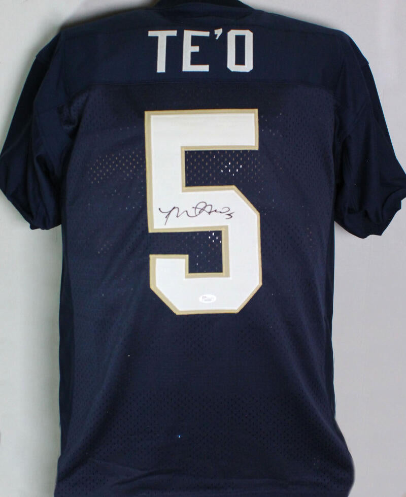 Manti Te'o Autographed Navy Blue College Style Stat Jersey- JSA W Auth –  The Jersey Source