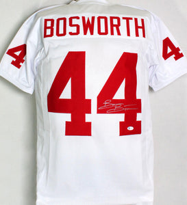 Brian Bosworth Autographed White College Style Jersey- Beckett Auth *R4