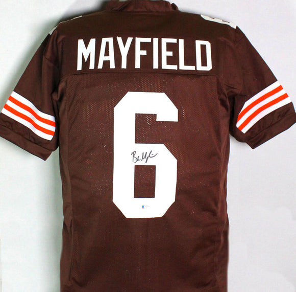 Baker Mayfield Autographed Brown Pro Style Jersey- Beckett W *Black *M6 Image 1