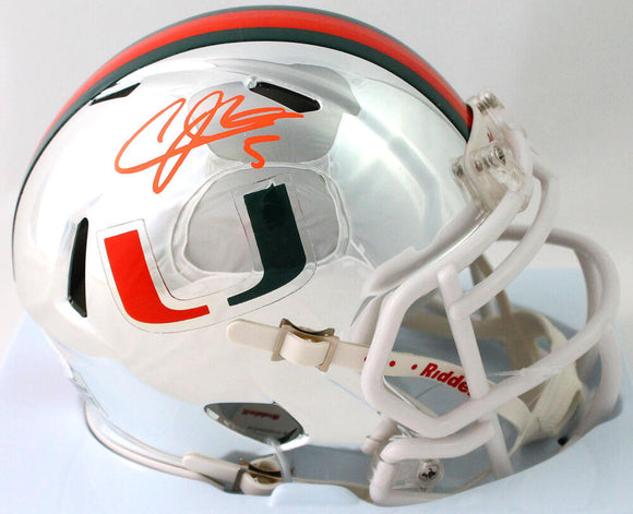 Andre Johnson Autographed Miami Hurricanes Chrome Speed Mini Helmet - JSA W Auth *Orange Image 1