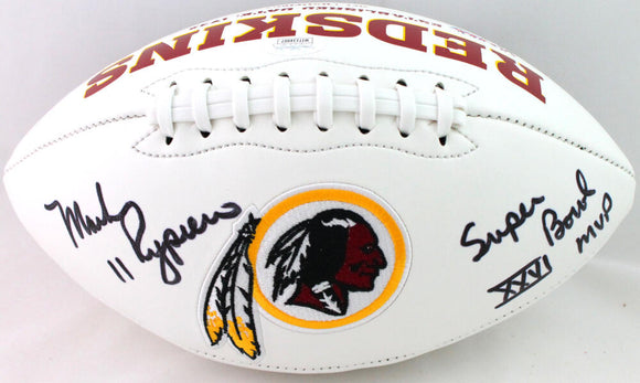 Mark Rypien Autographed Washington Redskins Logo Football- JSA W Long INSC