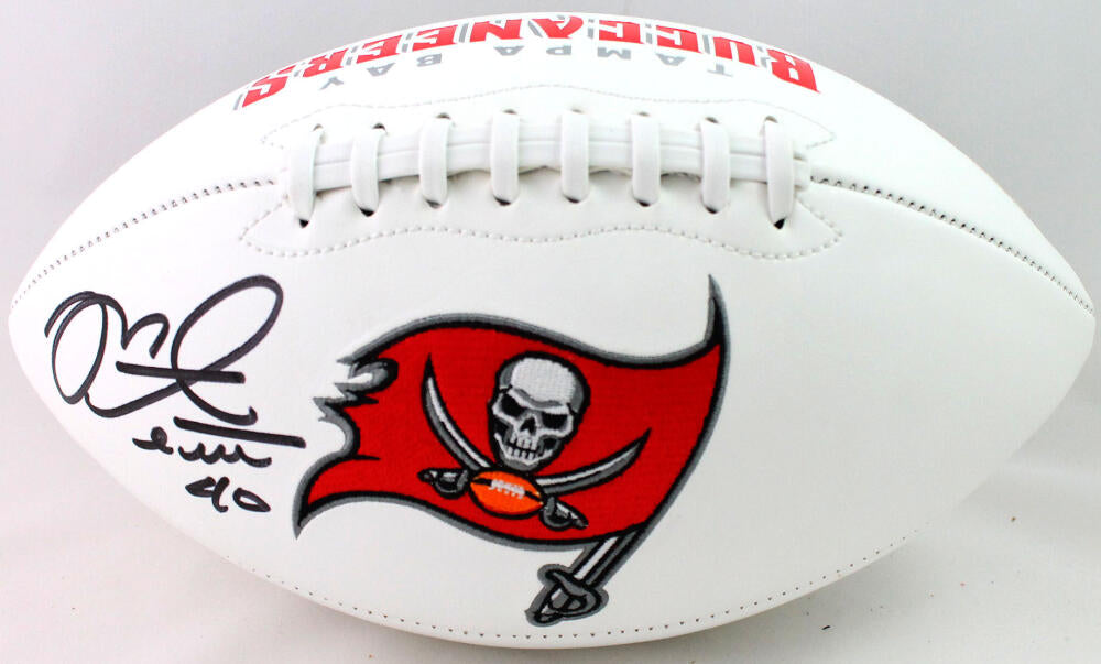 Mike Alstott Signed Tampa Bay Buccaneer Logo Football (Beckett) SB XXX –