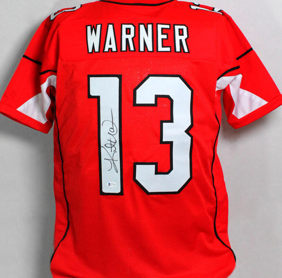 Kurt Warner Autographed Red Pro Style Jersey - Beckett W Auth *1