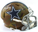Tony Romo Autographed Dallas Cowboys Camo Speed Mini Helmet - Beckett W Auth *White