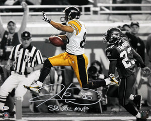 Hines Ward Autographed Pittsburgh Steelers 16x20 FP Spotlight Photo w/ SB MVP - Beckett W Auth *White