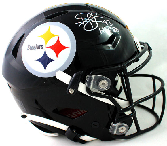 Troy Polamalu Autographed Pittsburgh Steelers F/S SpeedFlex Authentic Helmet w/HOF - Beckett W Auth *White