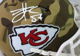 Travis Kelce Autographed Kansas City Chiefs Camo Speed Mini Helmet - Beckett W Auth *White