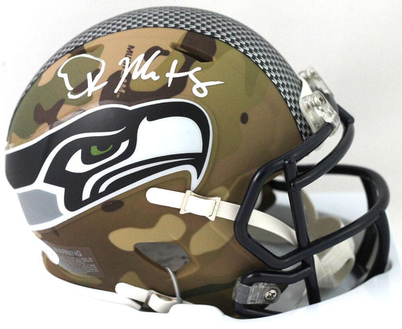 DK Metcalf Autographed Seattle Seahawks Camo Speed Mini Helmet - Beckett W Auth *White