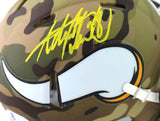 Adrian Peterson Autographed Minnesota Vikings Camo Speed Mini Helmet - Beckett W Auth *Yellow