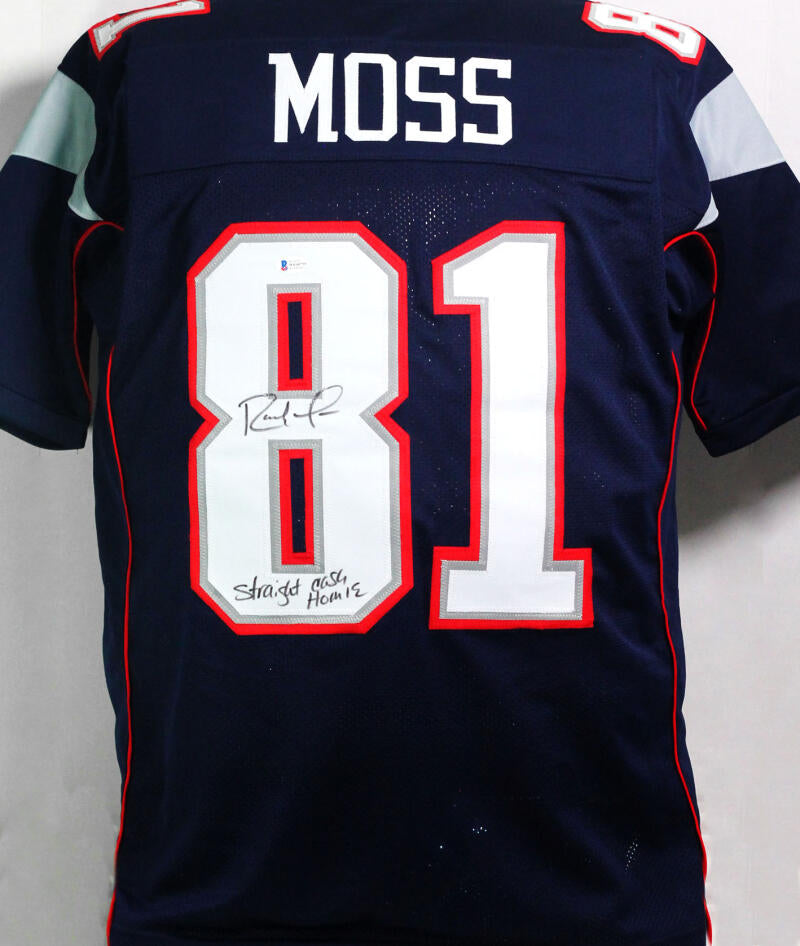 Randy Moss Signed Patriots Jersey Inscribed Straight Cash Homie (Beckett)