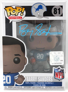 Barry Sanders Autographed Detroit Lions Funko Pop Figurine - Beckett Auth *Blue
