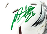 Miles Sanders Autographed Philadelphia Eagles Flat White Mini Helmet- JSA W Auth *Green Image 2