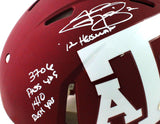 Johnny Manziel Autographed Texas A&M Maroon Speed Authentic F/S Helmet w/ 6 Insc - JSA W Auth *White