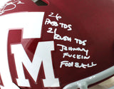 Johnny Manziel Autographed Texas A&M Maroon Speed Authentic F/S Helmet w/ 6 Insc - JSA W Auth *White