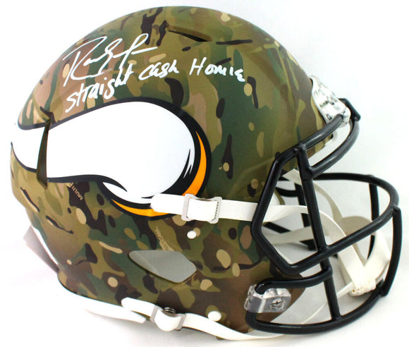 Randy Moss Autographed Vikings F/S Camo Speed Authentic Helmet w/Insc - Beckett W Auth *White