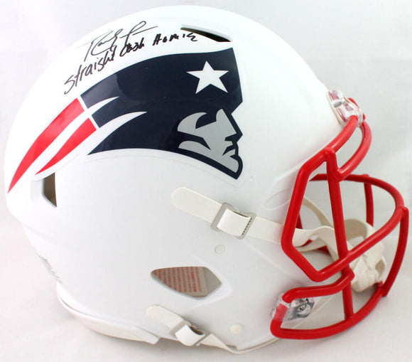 Randy Moss Autographed New England Patriots F/S Flat White Speed Authentic Helmet w/ Insc - Beckett W Auth *Black
